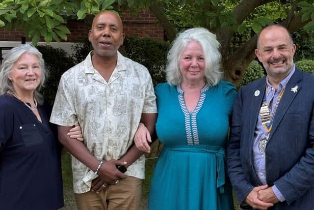 Our three new members with President David Fawcett (l to r Sue, Jim, Marion, David)