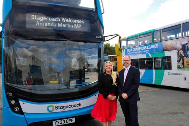Amanda Martin visiting Stagecoach Bus depot in Farlington