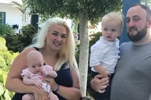 Andi and her family on the holiday that encouraged her to join Slimming World