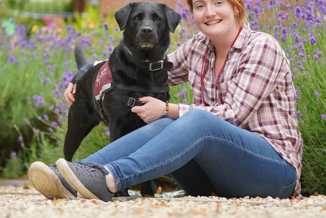 Alison with her hearing dog, Damson.