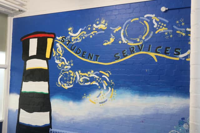 One side of the mural which highlights the area in the school