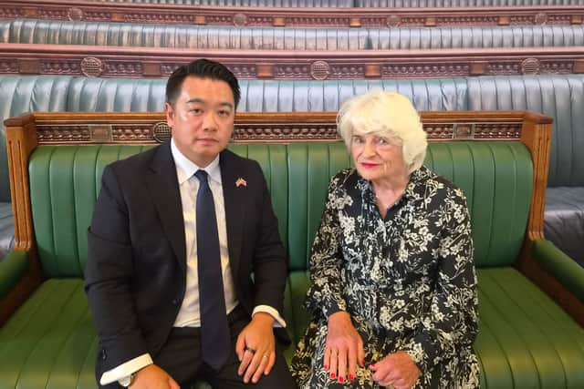 Havant MP Alan Mak with constituent Sally Taber, whose godson Oli Bennett died in the 9/11 terrorist attacks 25 years ago