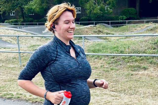 Clare running at 38 weeks pregnant