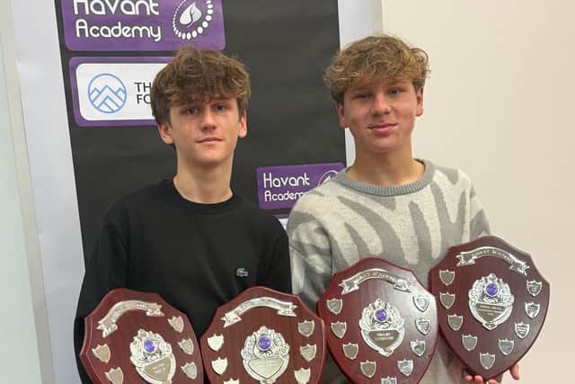 Ronnie Burch and Fletcher Wright at the Havant Academy Awards evening.