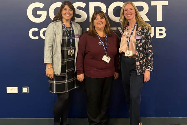The King’s Group Academies Gosport Community Hub team – Lesley Ure, Community & Service Lead; Claire Rutherford, Service Children & Families Coordinator; and Lianne Smees, Front of House & Administration – celebrating a brilliant evening together.