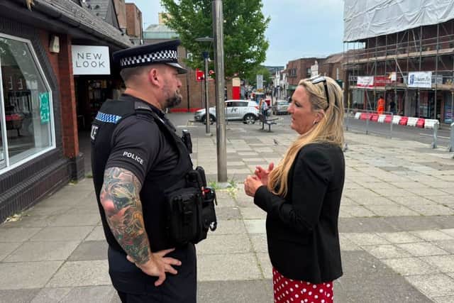 Amanda Martin MP out on patrol with local police in Cosham