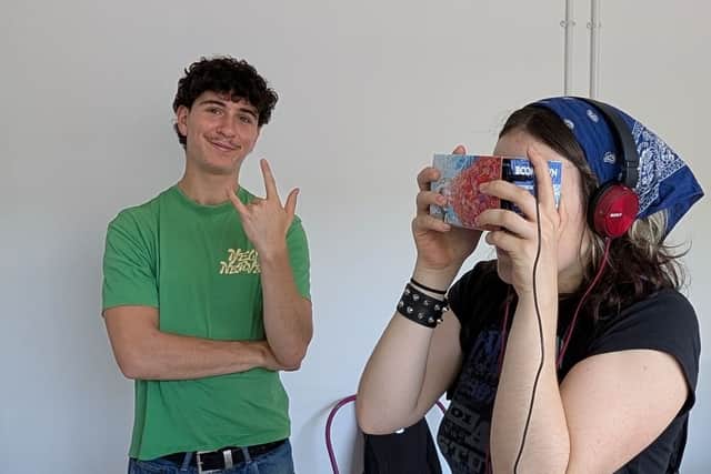 Film students trying out early VR set