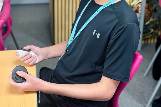A City of Portsmouth College student tests the Bodyswap programme.