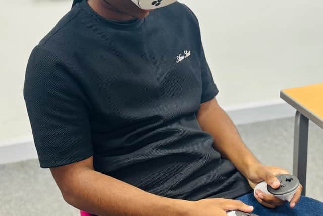 A City of Portsmouth College student tests the Bodyswap programme.
