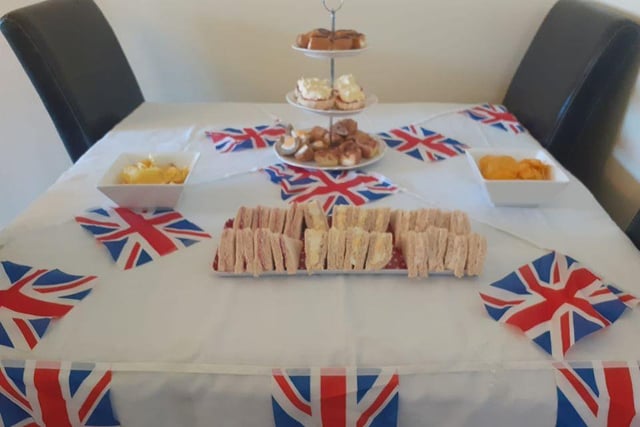 Janet Burnham shared a picture of her spread for VE Day.