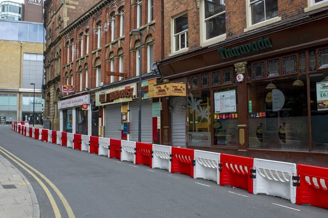 The barriers have been put in place throughout the city centre