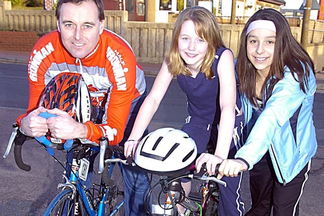 St Annes Junior Triathlon organiser Tim Armitt with Ceri Armitt and Keleigh Spector who hope to take part 2006