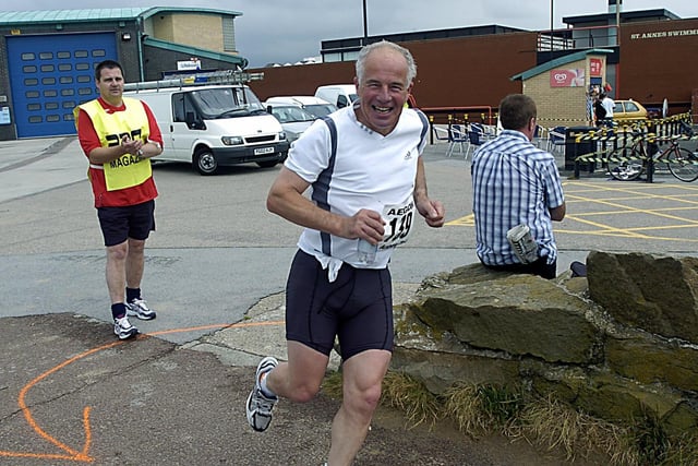 Then-Fylde MP Michael Jack in the St. Annes Triathlon 2006