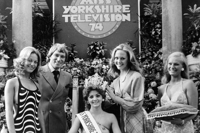 Pam Wood, a production assistant to a technical executive in a construction firm, was crowned the first Miss Yorkshire Television.