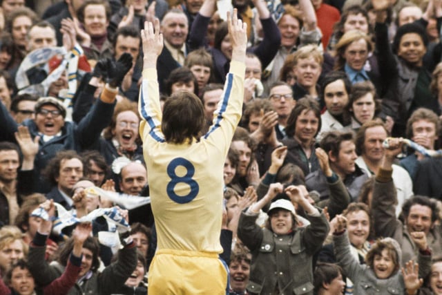 Allan 'Sniffer' Clarke applauds the Leeds United fans.