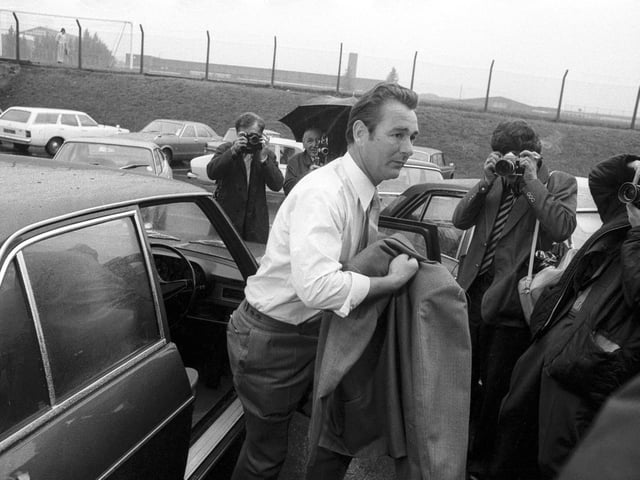 New Leeds United manager Brian Clough arrives at Elland Road.