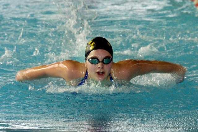 Kingfishers Swimming Club gala in 2007, with Rebecca Colling (Filey) during her butterfly heat.