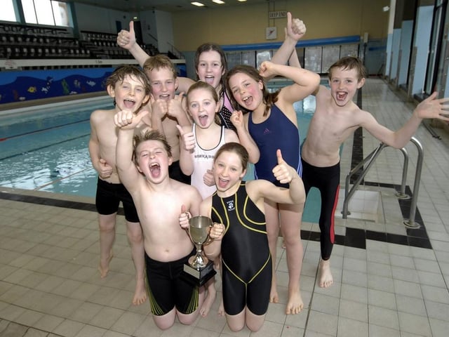 Scarborough Primary Schools swimming competition in 2008. The winning team from Newby and Scalby School, from left, back, Rio Vasey, Joe Marshall, Charlotte Deller, Rebecca Watkin,  Eleanor Woodroffe, and Ben Rowe, front, Reece Stephenson, and Leah Rawlings.