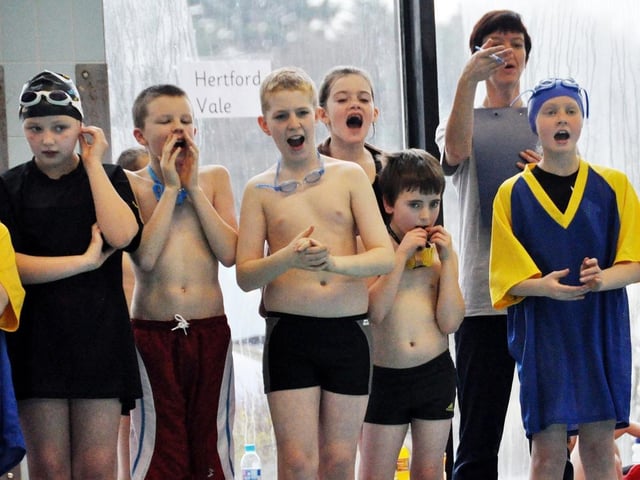 Scarborough Schools Gala in 2010; Hertford Vale School pupils cheer on their swimmer.