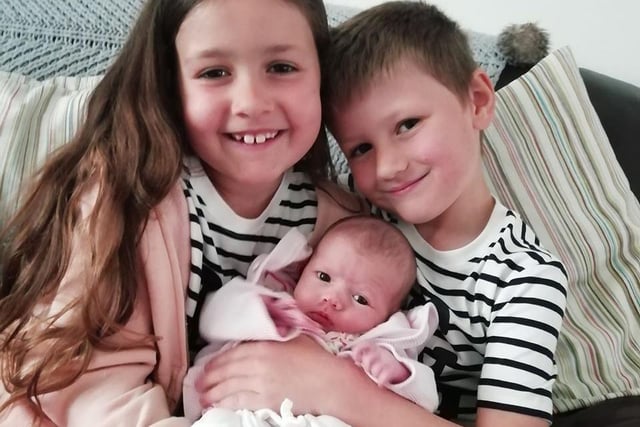 Natalie Pickersgill said: "My two eldest meeting their baby sister after two weeks with nana as mummy, daddy and baby were self isolating after coming into contact with a covid patient at the hospital."