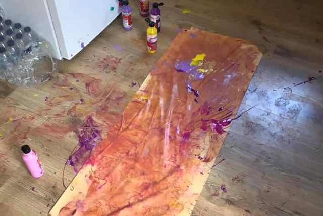 Alice Odabas said: "The carnage my 4 year old daughter created, by what was meant to be hand and feet painting!"