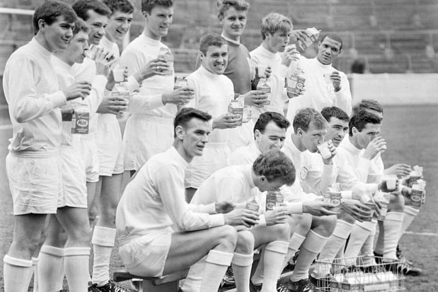 Leeds United's squad during a commercial shoot for milk. (Varley Picture Agency)