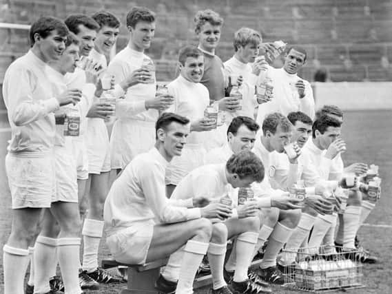Leeds United's squad during a commercial shoot for milk. (Varley Picture Agency)