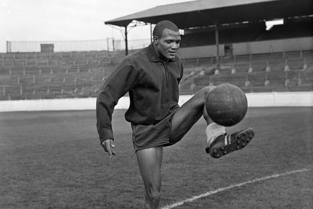 Albert Johanneson pictured during a photoshoot that season. He was the first player of African heritage to play in the FA Cup final that campaign. (Varley Picture Agency)