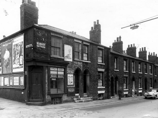 Burns Street, at the junction with Beckett Street in May 1960. The shop was number 84, the sign that reads 'Vera's Childrens Wear'