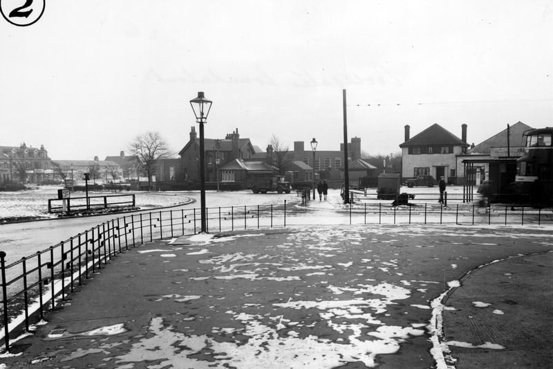 The junction of Cross Gates Road looking south in January 1956 Crossgates Branch Library can be seen in the middle distance.