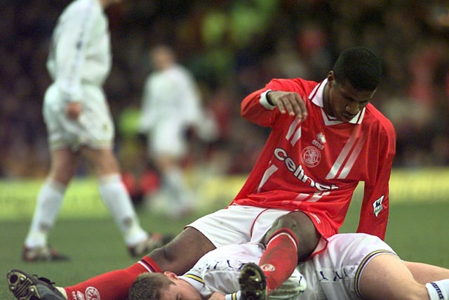 Middlesbrough's Hamilton Ricard finds away to stop his marker Danny Granville.