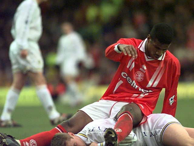 Middlesbrough's Hamilton Ricard finds away to stop his marker Danny Granville.