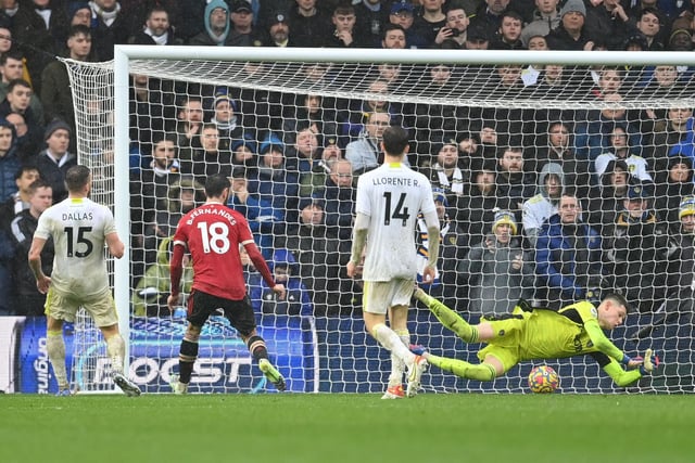 4 - Shaky defensively, didn't get off the ground for Maguire's goal, had a mix up with Meslier that was almost costly. Replaced at the break.
Photo by PAUL ELLIS/AFP via Getty Images.