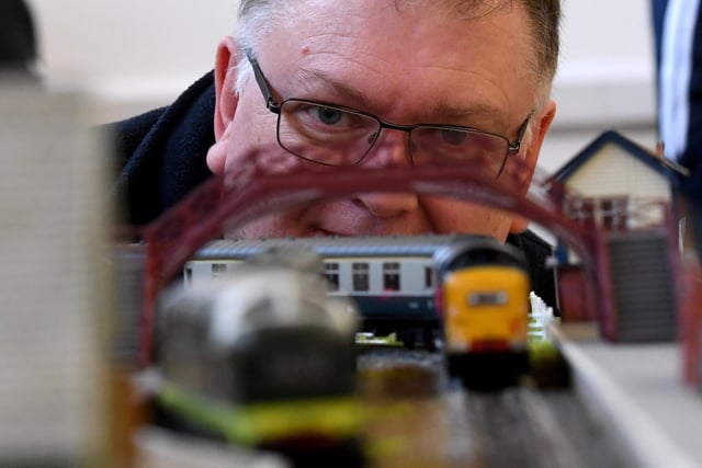 Alastair Pollard pictured with his train set