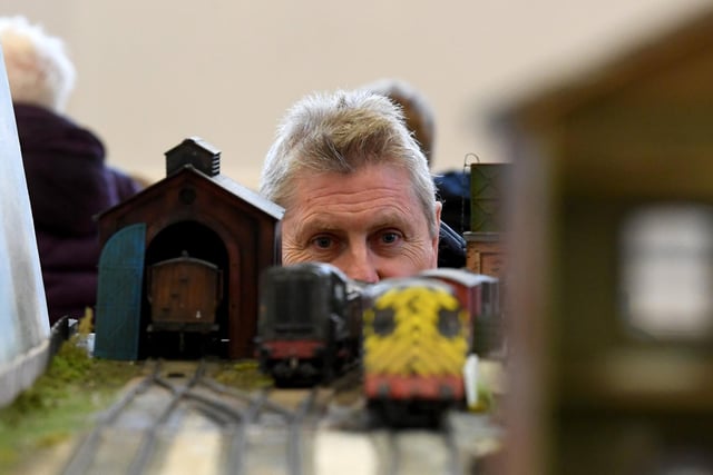 Andrew Leverton pictured with his train set