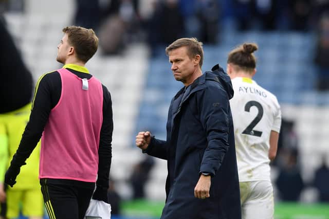 UPBEAT: New Whites head coach Jesse Marsch, above, was full of praise for his Leeds United side for their display in Saturday's 1-0 loss at Leicester City, above. Picture by Jonathan Gawthorpe.