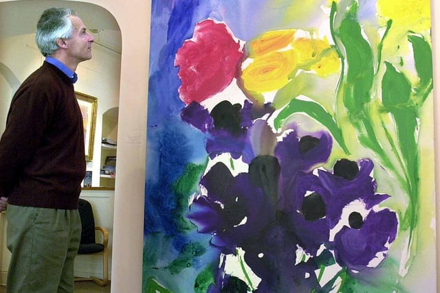 An exhibition of work by Lancashire born artist, Margaret Francis, who is inspired by Yorkshire landscape, is being held at the Anstey Gallery in Harrogate. Gallery owner, Rupert Chambers, is pictured with "Spring Bouquet". may 8 2003