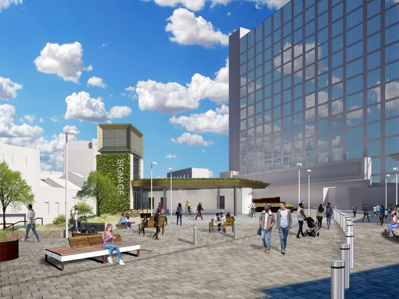 New seating would be introduced outside the station.