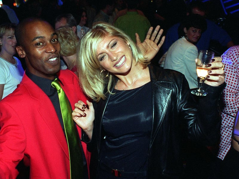 TV presenter Dani Behr at the opening of nightspot Ikons and Mr Jaks on Westgate in September 1997. She is pictured with Mr Jaks himself.