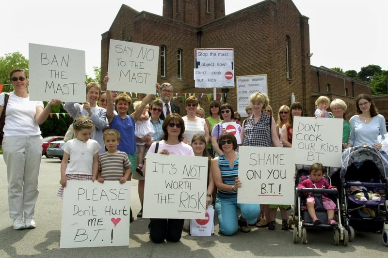 'Ban The Mast' protesters outside Immaculate Heart of Mary School.