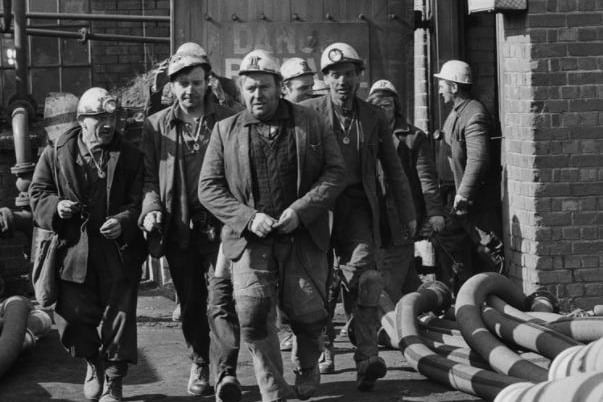Rescue workers during a six-day rescue operation at Lofthouse Colliery. Seven miners had been killed the previous day, when the excavation of a new coalface, too close to an abandoned, flooded 19th century mineshaft, caused an inrush of three million gallons of water.