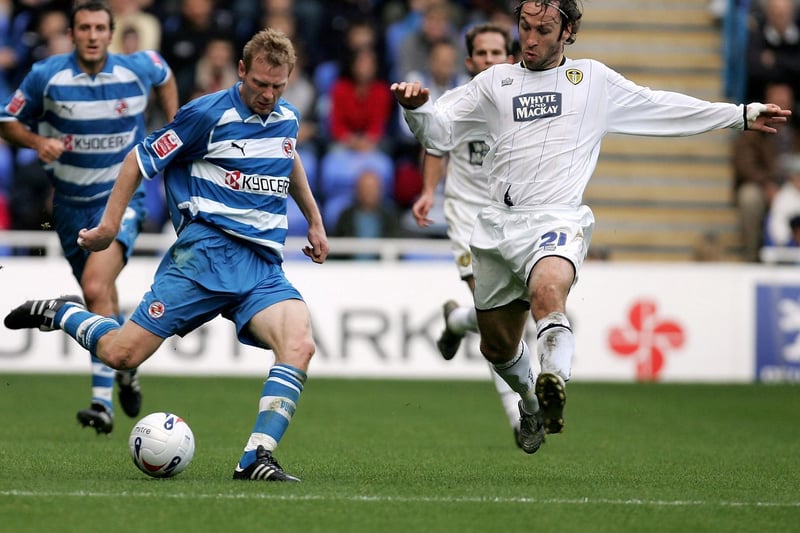 Shaun Derry closes down Reading's Kevin Doyle during the Championship clash at the Madejski Stadium in October 2005.