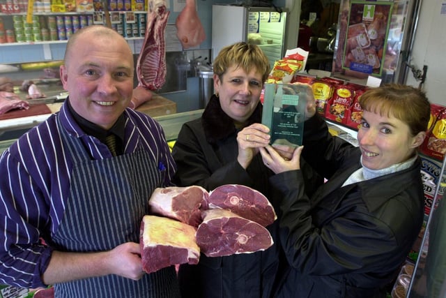 Neil Smith was voted 'Favourite Butcher of The Year' by YEP readers. He is pictured in his York Road shop with Denise Barraclough (left) and Jayne Crosfill two of the many readers who voted for him..