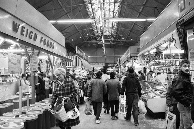 The old Wigan market hall in December 1987 just prior to closure of the building.