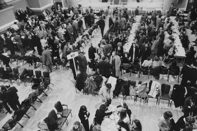 Counting was underway at Leeds Town Hall for the General Election in February 1974. The result was a hung parliament, the first since 1929.