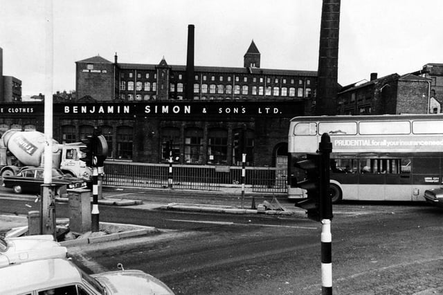 Benjamin Simons Clothing factory at the junction of Westgate and Park Lane pictured in January 1974.