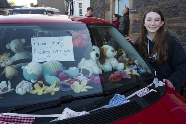 Scarlett Theedam-Parry with her teddy bear quandry for the local Lauder kids.