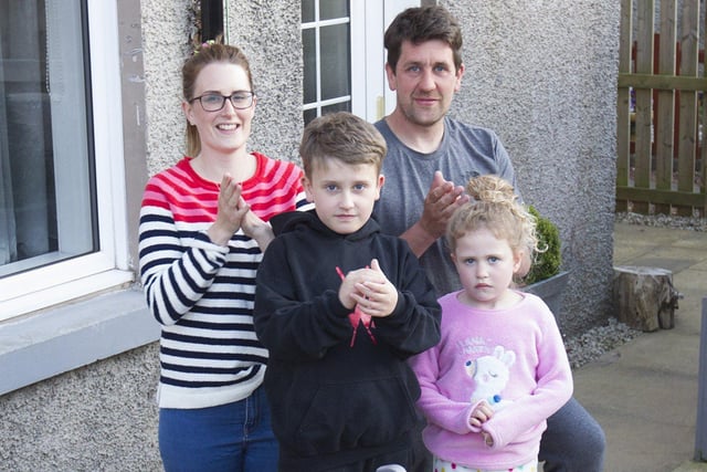 Kirsty, David, Ainsley and Brody Turnbull applaud our key workers from their home in Galashiels.