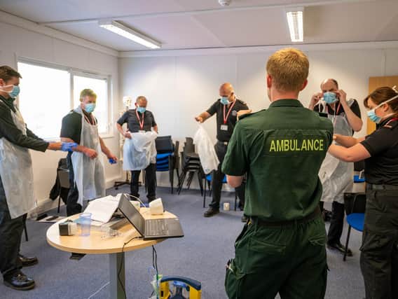 Firefighters in Northamptonshire contributed more than 700 hours of support for the work of East Midlands Ambulance Service (EMAS) during the Covid-19 pandemic. A total of 12 firefighters from Northamptonshire Fire and Rescue Service (NFRS) began training in certain specialist functions with EMAS two months ago. Since April, they have carried out over 70 shifts, working alongside EMAS Urgent Care colleagues and performing tasks such as driving Urgent Care vehicles and the safe moving and handling of patients.
