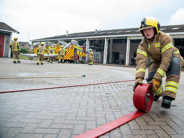 One of the new recruits during their training